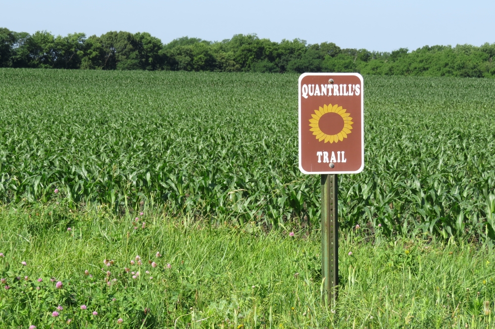 Quantrill’s Trail marker at the Fletcher Farm tour stop